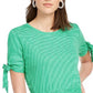 Blusa feminina estilo peplum com mangas amarradas Maison Jules, verde, tamanho pequeno
