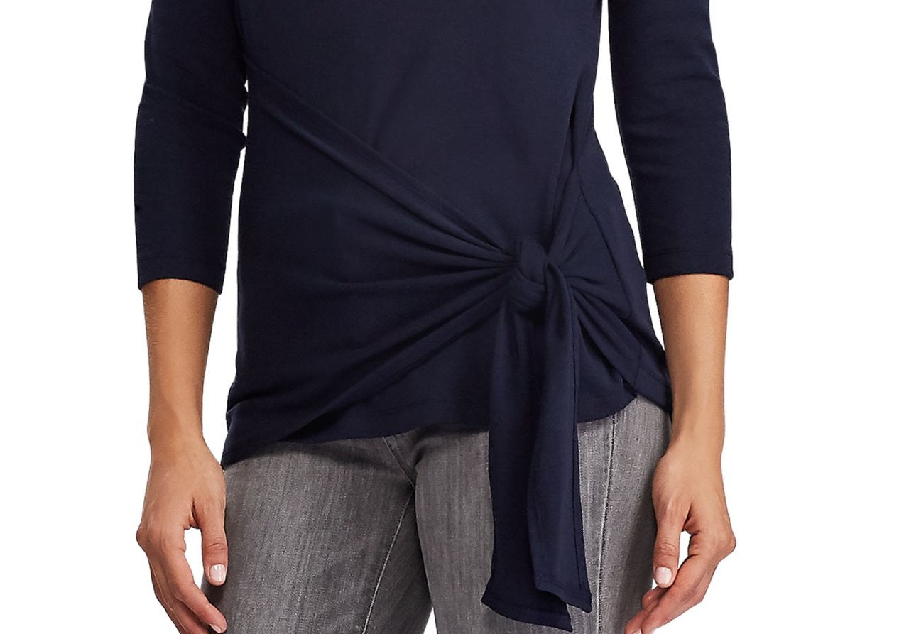 Ralph Lauren Blusa Feminina Manga 3/4 Gola Canoa Azul Tamanho P