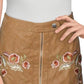 Mini saia lápis floral de couro sintético feminina Free People, bege, tamanho 12