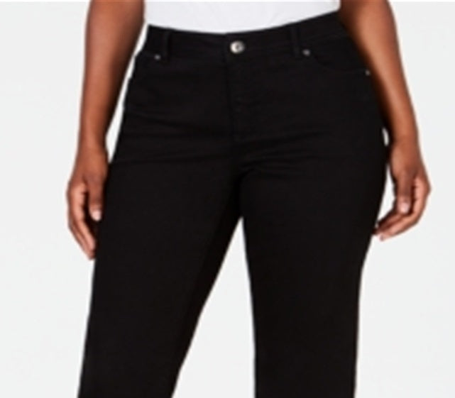 Calça jeans feminina com controle de barriga e ajuste curvilíneo, tamanho 0, preta, da INC International Concepts