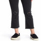 Calça jeans feminina VIGOSS Gwen Kick Flare desgastada, preta, tamanho 29