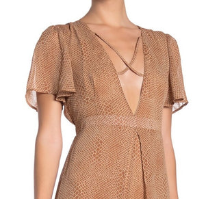 Material Girl Vestido Feminino Manga Curta MIDI Hi Lo Marrom Tamanho XS