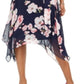 Vestido midi com estampa floral feminino Jessica Howard, azul, tamanho 4, pequeno