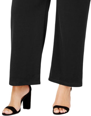 Calça feminina de perna larga NY Collection, preta, tamanho 3XP