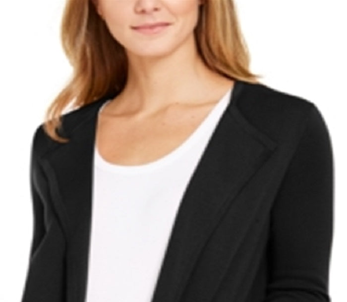 Suéter feminino Charter Club Milano de algodão com frente aberta, preto, tamanho X-S