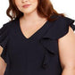 Vestido longo com babados Jessica Howard feminino, tamanho 16W, preto