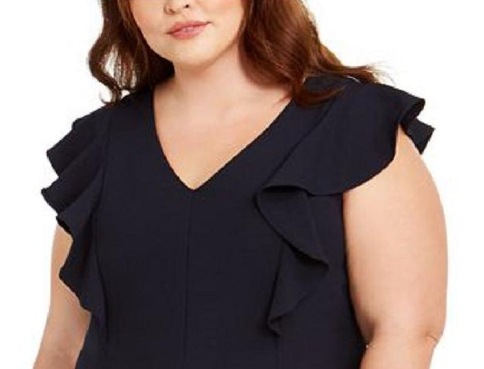Vestido longo com babados Jessica Howard feminino, tamanho 16W, preto