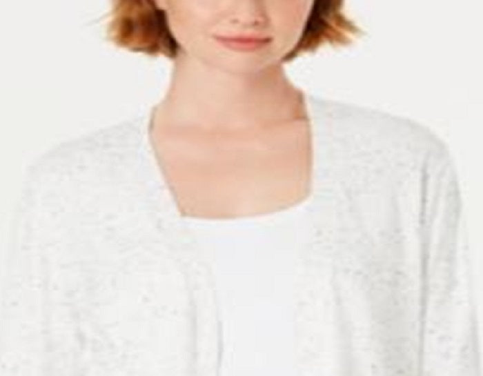 Karen Scott Cardigan Feminino com Canelado e Manga Longa, Branco, Tamanho Médio