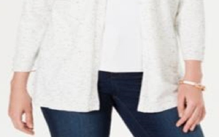 Karen Scott Cardigan Feminino com Canelado e Manga Longa, Branco, Tamanho Médio