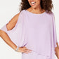 MSK Vestido curto feminino com fenda e decote canoa, manga curta, roxo, tamanho pequeno