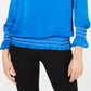 Blusa feminina Alfani de manga comprida com decote em joia, azul, tamanho pequeno