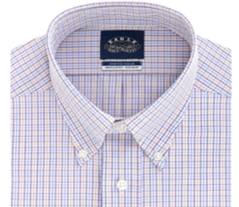 Camisa social masculina Eagle com gola xadrez roxa tamanho 36x37