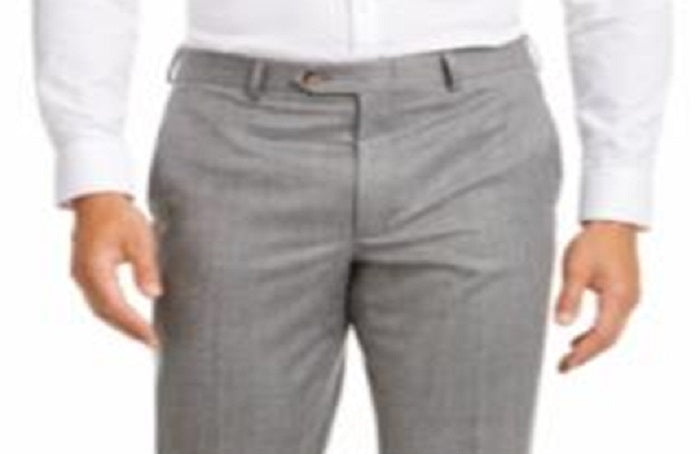 Calça social masculina Ralph Lauren de lã mesclada com ajuste clássico, cinza, tamanho 33x32