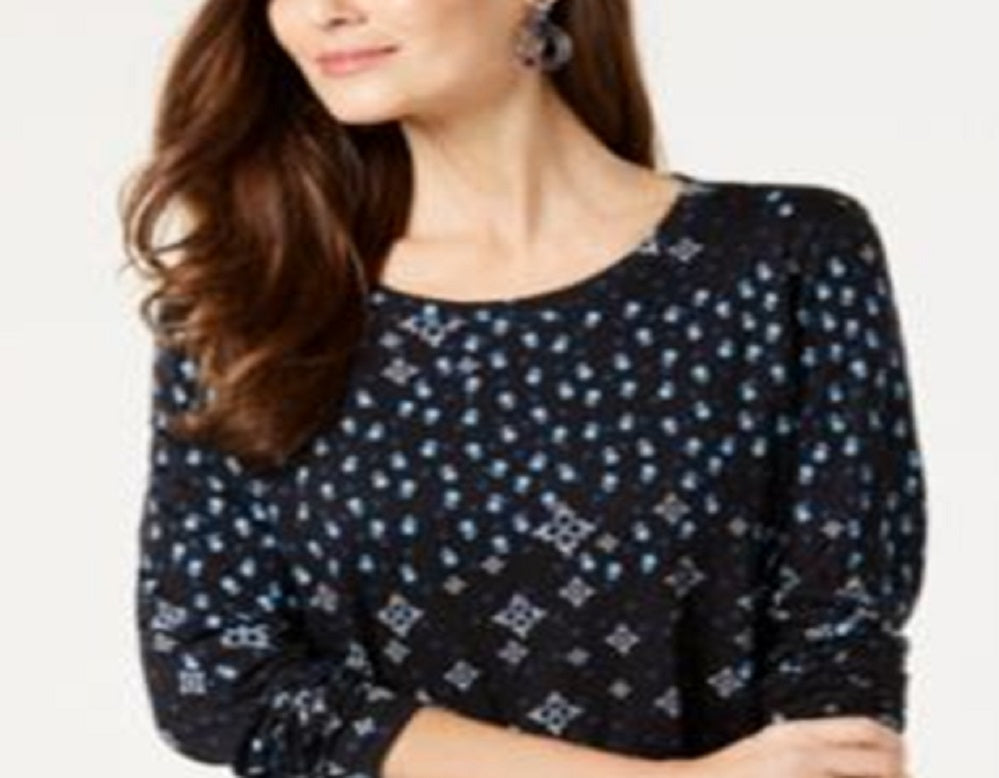 Blusa estampada feminina Style &amp; Co, azul, tamanho X-S