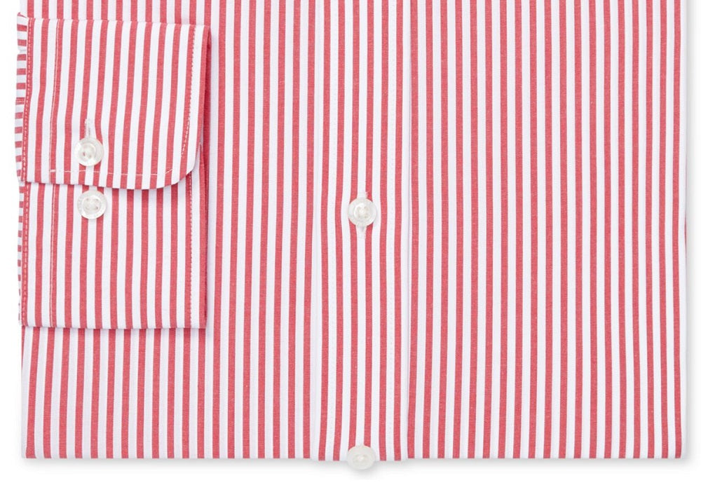 Camisa social masculina Ralph Lauren com gola listrada e ajuste slim, elástica, vermelha, tamanho 34x35