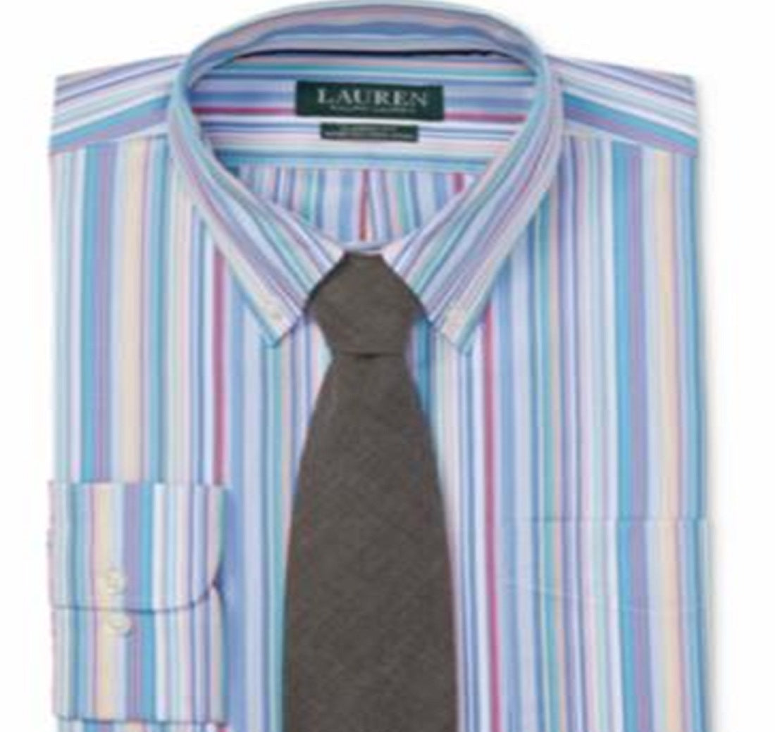 Camisa social listrada masculina Ralph Lauren Classic Fit, azul, tamanho GG