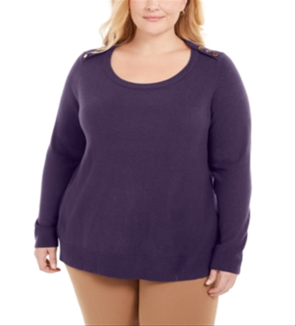 Karen Scott Suéter Feminino Plus com Ombros Abertos Roxo Tamanho 3X
