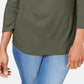 Camiseta feminina Karen Scott estampada com manga 3/4 e gola redonda, blusa de noite, verde, tamanho pequeno grande