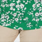 Top feminino estampado com decote em V verde tamanho 0X da Charter Club