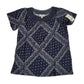 Blusa de malha com estampa de bandana feminina Style &amp; Co, acabamento em crochê, azul, tamanho médio