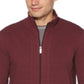Camisa de manga comprida com zíper completo em malha canelada otomana Perry Ellis masculina, tamanho vinho extragrande