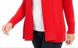 Cardigan feminino Charter Club com gola xale e frente aberta, tamanho pequeno, vermelho