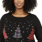 Karen Scott Suéter Feminino Plus Size Gola Redonda Árvore de Natal Preto Tamanho 1X
