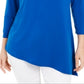Túnica feminina assimétrica com argola JM Collection, azul, tamanho médio