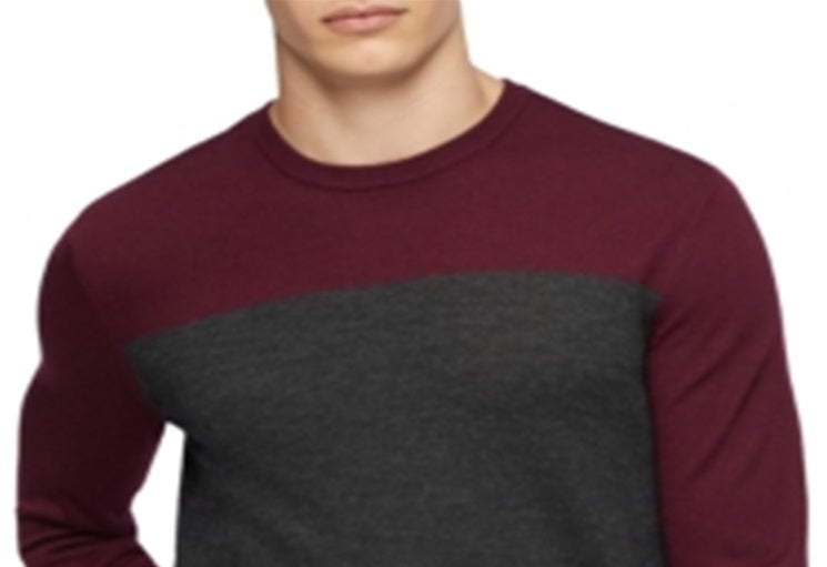 Suéter masculino Calvin Klein Merino Colorblock vermelho tamanho médio