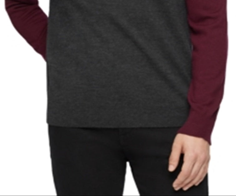 Suéter masculino Calvin Klein Merino Colorblock vermelho tamanho médio