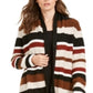 Cardigan feminino listrado com lantejoulas da INC International Concepts, marrom, tamanho pequeno GG