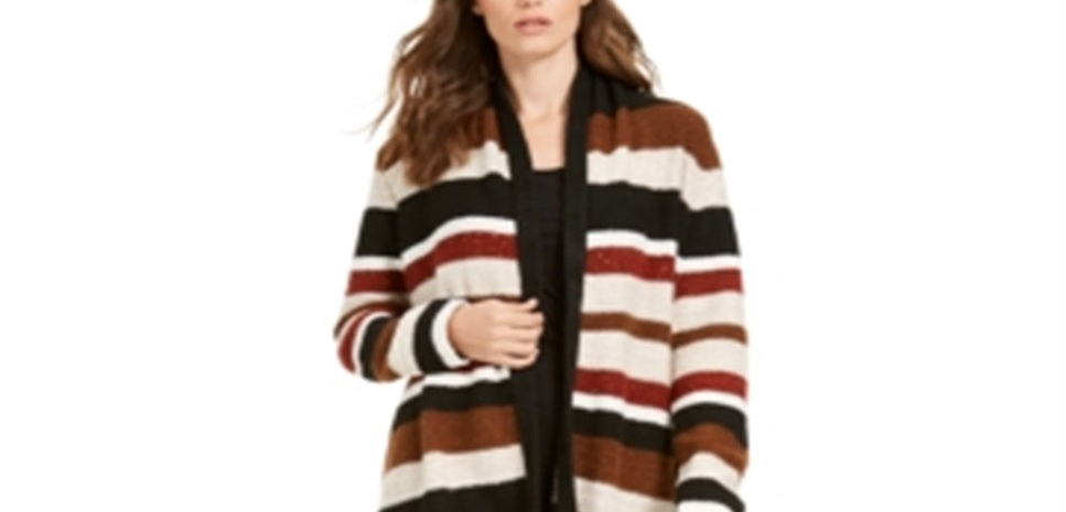Cardigan feminino listrado com lantejoulas da INC International Concepts, marrom, tamanho pequeno GG