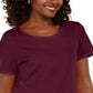Blusa de algodão com decote redondo e bainha de botão Karen Scott feminina, marrom, tamanho médio