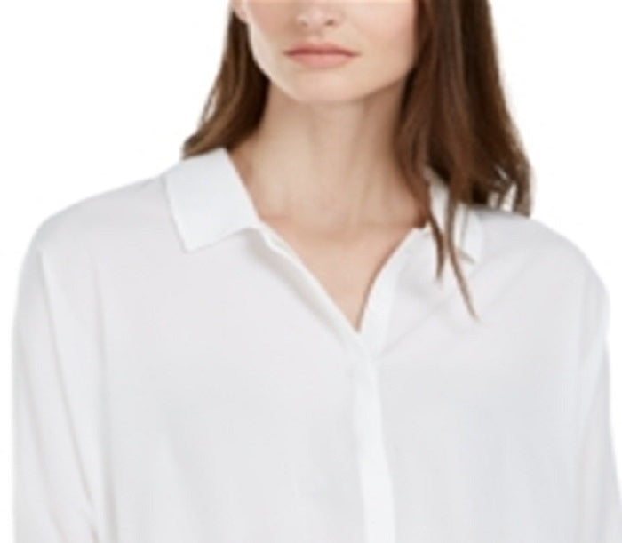 Blusa feminina Alfani com manga amarrada, branca, tamanho pequeno e pequeno