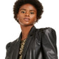 Blazer feminino revestido em couro sintético da INC International Concepts, preto, tamanho pequeno