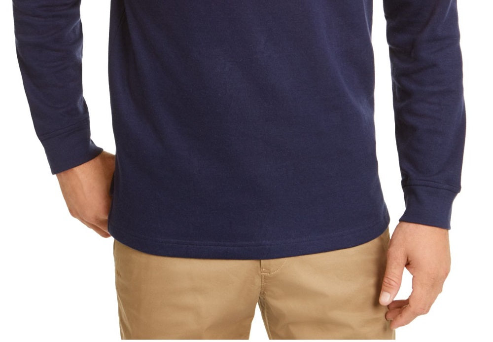 Suéter masculino Club Room com estampa de blocos de cores, ajuste clássico, zíper de um quarto, azul, tamanho médio