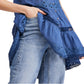 Blusa túnica feminina Adelaide da Free People, azul, tamanho XS