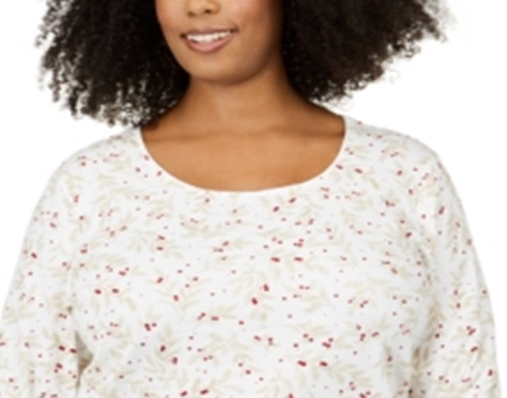 Karen Scott Plus Wheat Fields Top Feminino Branco Tamanho 0X