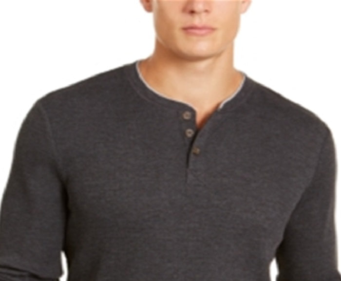 Camisa Henley Masculina Club Room Gola Redonda Ajuste Clássico Cinza Tamanho P