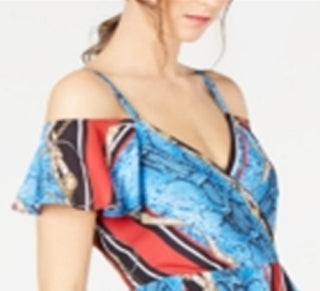 Vestido feminino estampado com ombros descobertos da INC International Concepts, preto, tamanho 2, pequeno