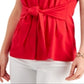 Charter Club Blusa feminina sem mangas com amarração frontal, vermelha, tamanho XX-G