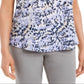 JM Collection Top feminino sem mangas com estampa e zíper frontal, roxo, tamanho médio