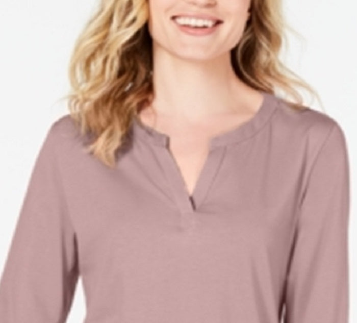 Charter Club Supima Cotton Top Feminino Gola Dividida Marrom Tamanho XXG