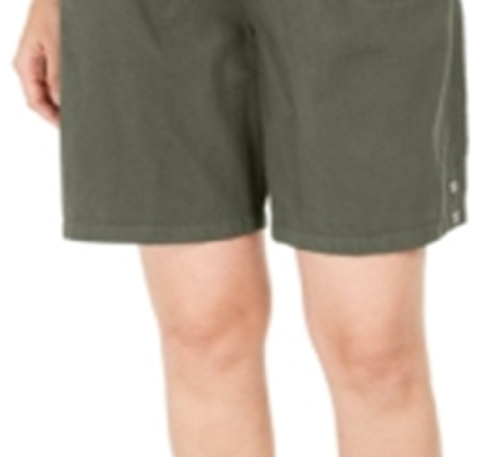 Shorts de algodão com cordão feminino Karen Scott, verde, tamanho pequeno