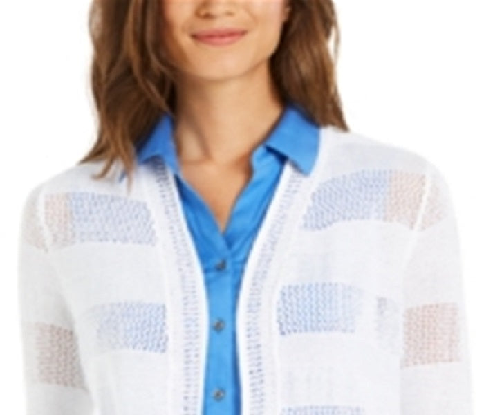 Cardigan feminino Charter Club com frente aberta, branco, tamanho extragrande