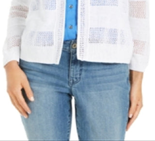 Cardigan feminino Charter Club com frente aberta, branco, tamanho extragrande