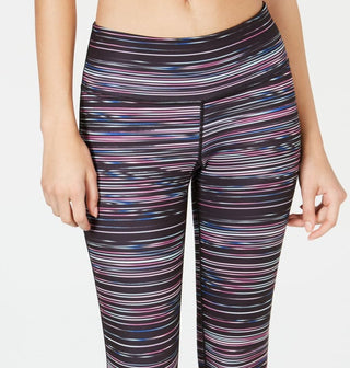 Ideology Women's Stretch Pocketed Moisture Wicking Ankle Length Striped Skinny Leggings Purple Size X-Small