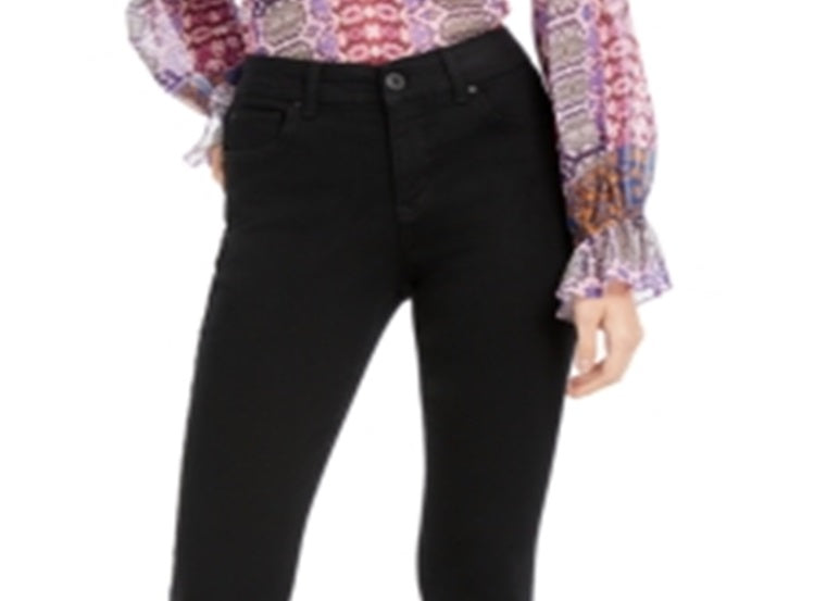 INC International Concepts Controle de Barriga Feminino com Calça Jeans Skinny no Tornozelo Preta Tamanho 0