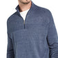 Suéter masculino vintage à prova de intempéries com gola canelada e zíper 1/2, azul, tamanho grande