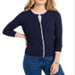 Cardigan texturizado feminino Charter Club com botões, azul, tamanho médio